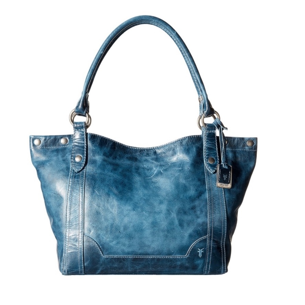 Frye Distressed Blue Leather Shoulder Bag